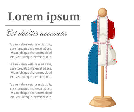 Female tailor dummy work in progress concept illustration.のイラスト素材