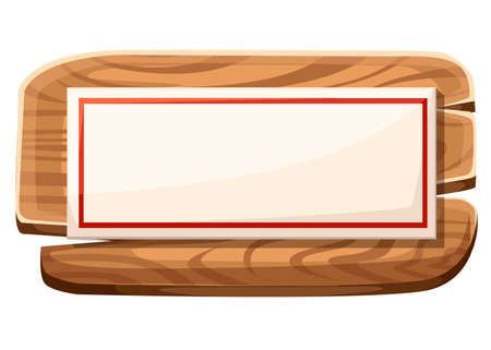 Wooden signboard. Plaque with place for text or symbols. Vector illustration isolated on white background.のイラスト素材