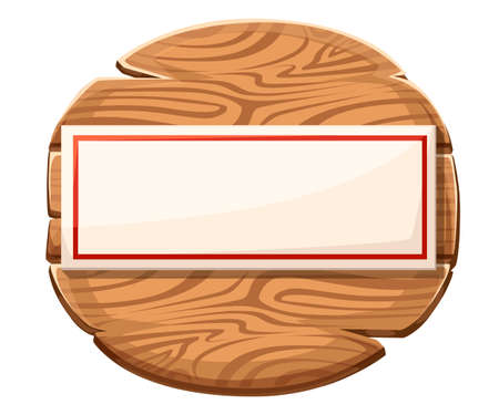 Wooden signboard. Plaque with place for text or symbols. Vector illustration isolated on white background.のイラスト素材