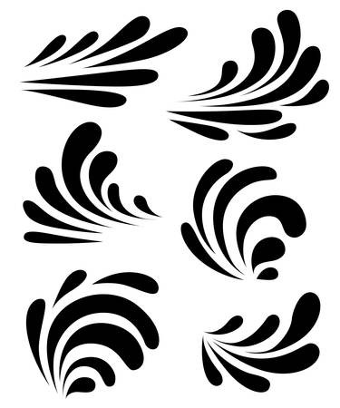 Black silhouette. Water explosion special effect fx animation frames sprite sheet. Vortex water and thunder power explosion frames for flash animation in games, video and cartoon. Water magic concept.のイラスト素材