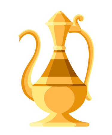 Beautiful traditional coffee pot . Arabic classic coffee pot. Flat style vector illustration. Isolated on white background.のイラスト素材