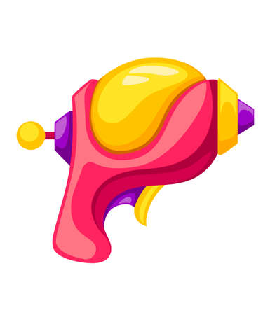 Cartoon gun. Flat vector colorful toy. Space laser gun design. Vector illustration isolated on white background.のイラスト素材