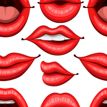 Seamless pattern. Red sexy lips illustration.のイラスト素材