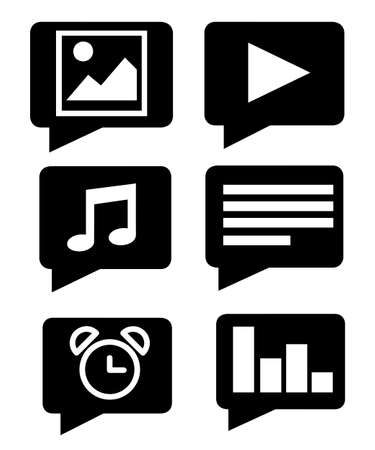 Black silhouette. Flat mobile app icon set. Vector illustration isolated on white background.のイラスト素材