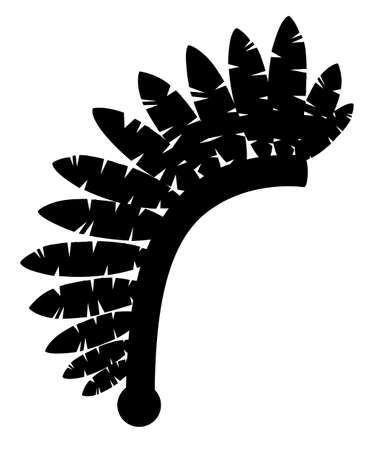 Black silhouette. Indian headdress. Warbonnet icon. Headdress with feathers. Flat vector illustration isolated on white background.