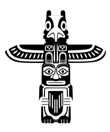 Wooden object symbol animal plant representation family clan tribe. Flat vector illustration isolated on white background.のイラスト素材