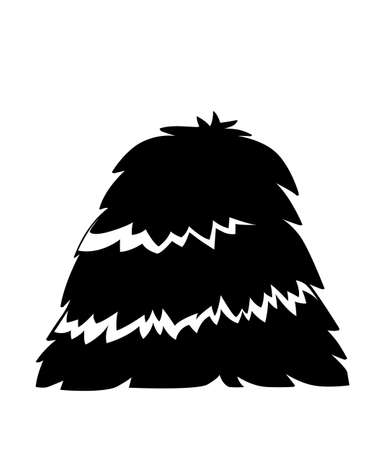 Black silhouette. Bale of hay. Haystack flat vector illustration isolated on white background.のイラスト素材