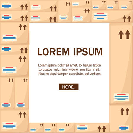 Stack of cardboard boxes. Delivery postal office. Parcel shipments. Flat vector illustration isolated on white background. Place for text. Web site page and mobile app design.のイラスト素材