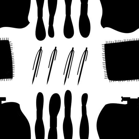 Black silhouette. Seamless pattern. Embroidery hoop for cross-stitch sewing.のイラスト素材