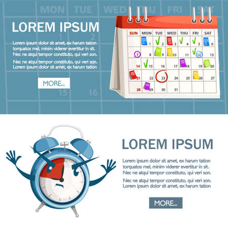 Table calendar with paper stickers and tags.のイラスト素材