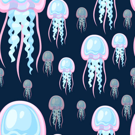 Sea pink and purple jellyfish.