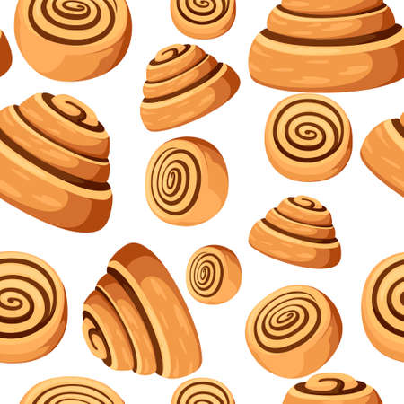 Bun with cinnamon. Freshly baked sweet cake.のイラスト素材