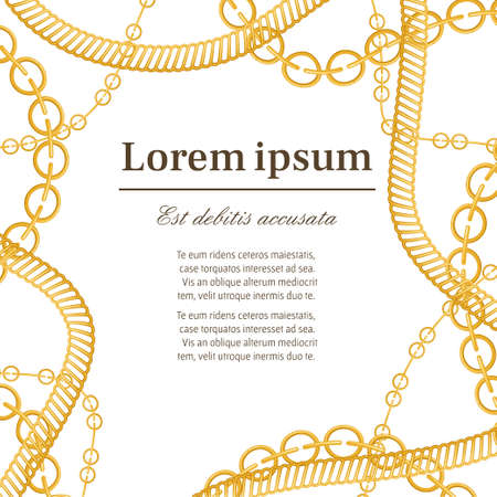 Pattern with golden chains. Place for text.のイラスト素材