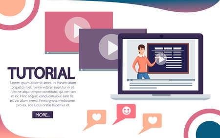 Man in casual clothing stay at blackboard and hold a pointer in hand. Cartoon character design. Flat...