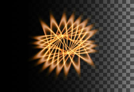 Glowing line abstract effect. Golden star light effect on transparent background. Star geometry...