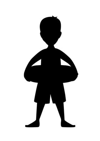 Young boy Black silhouette.のイラスト素材