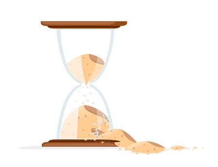 Broken Hourglasses colored icon. Sand pours out.