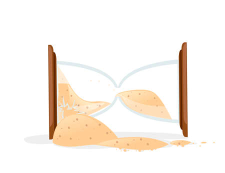 Broken Hourglasses colored icon. Sand pours out. Flat vector illustration isolated on white...