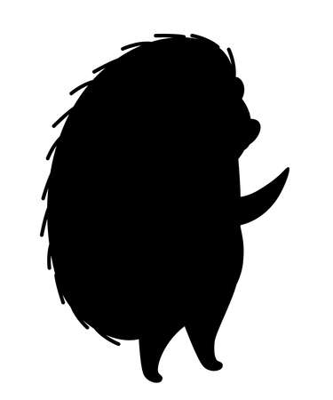 Black silhouette. Adorable hedgehog, forest animal.のイラスト素材