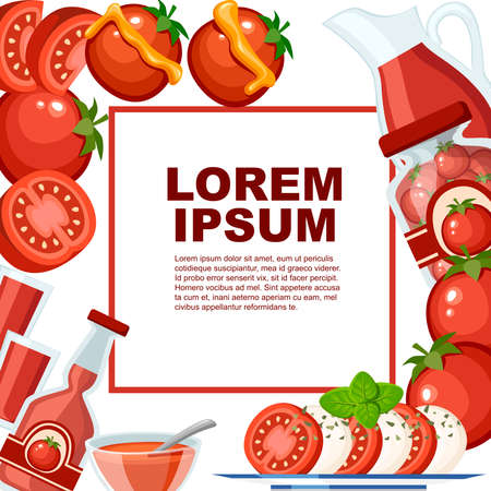 Collection of tomato products and dishes.のイラスト素材