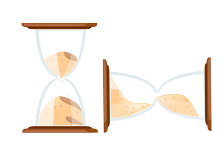 Hourglasses colored icon. Flat vector illustration isolated on white background. Antique time...