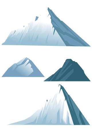 Set of four high mountains in winterのイラスト素材