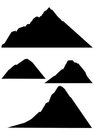 Black silhouette set of four high mountains in winterのイラスト素材