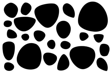 Black silhouette set of smooth stones or pebbles flat vector illustration isolated on white background.のイラスト素材