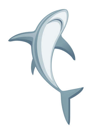 Shark giant apex predator cartoon animal design flat vector illustration isolated on white background.のイラスト素材