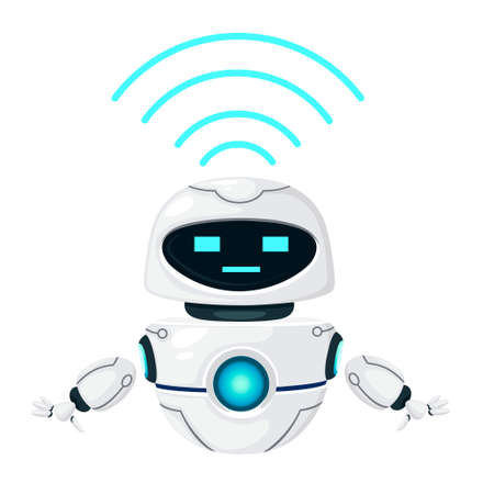 Cute white modern levitating robot with wi-fi moduleのイラスト素材