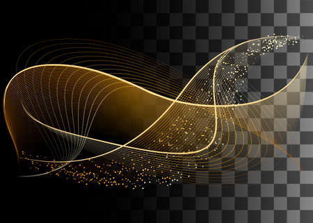 Abstract design element golden color effect vector illustration on transparent background.のイラスト素材