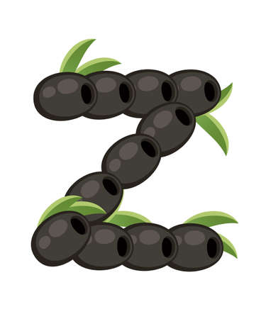 Vegetable letter Z olive style cartoon vegetable design flat vector illustration isolated on white background.のイラスト素材
