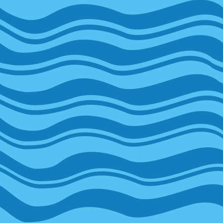 Blue sea waves pattern flat vector illustration.
