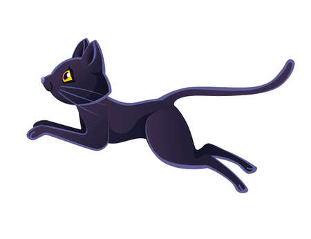 Cute adorable black cat cartoon animal design flat vector illustration on white background.のイラスト素材