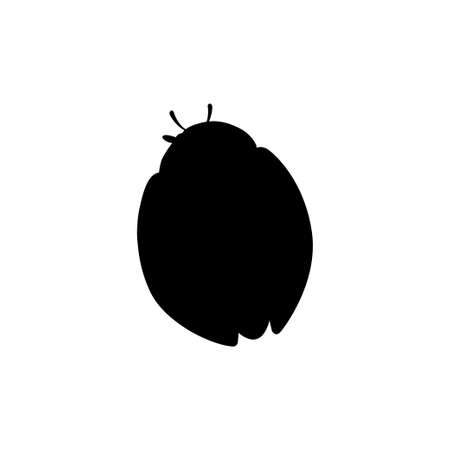 Black silhouette ladybug with closed shell beetle cartoon bug design flat vector illustration isolated on white background.のイラスト素材