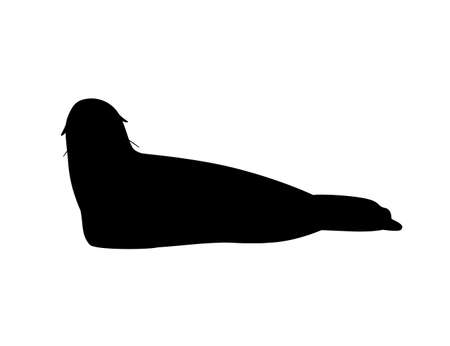 Black silhouette cute seal cartoon animal design flat vector illustration isolated on white background.のイラスト素材