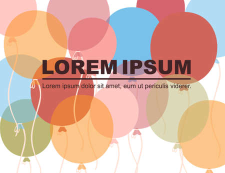 Advertising flyer design with birthday balloons flat vector illustration on white backgroundのイラスト素材