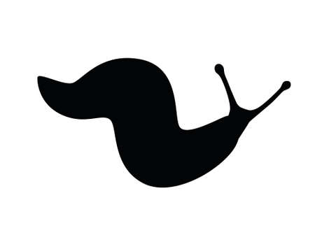 Black silhouette slug cartoon animal design flat vector illustration isolated on white background.のイラスト素材