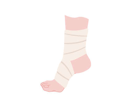 Healthy bandage for leg foot recovery flat vector illustration on white background.のイラスト素材