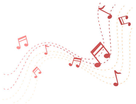 Musical notes flowing in air on dotted road flat vector illustration.のイラスト素材