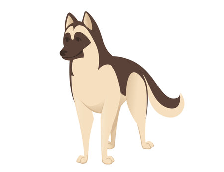 Cute domestic dog German shepherd breed cartoon animal design flat vector illustration.のイラスト素材