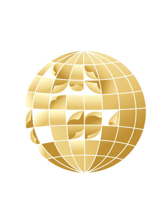 Abstract golden disco ball with peelable pieces flat vector illustration on white backgroundのイラスト素材