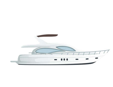 Modern motor yacht boat vector illustration on white backgroundのイラスト素材