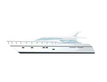 Modern motor yacht boat vector illustration on white backgroundのイラスト素材