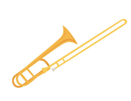 Trombone musical instrument flat vector illustration isolated on white backgroundのイラスト素材
