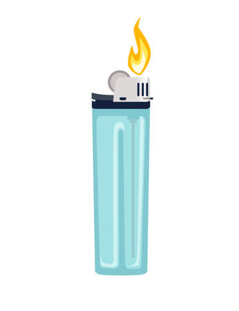 Plastic lighter for kitchen or cigarette gas lighter smoker accessory vector illustration isolated on white backgroundのイラスト素材