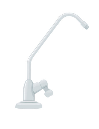 Stainless steel tap silver colored vector illustration on white background.のイラスト素材