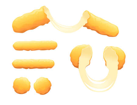 Set of deep-fried breaded mozzarella cheese sticks fast food snack vector illustration isolated on white background.のイラスト素材