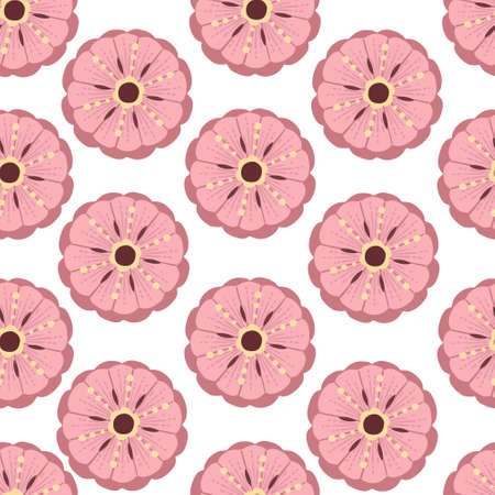 Seamless pattern abstract pink flowers head vector illustrationのイラスト素材