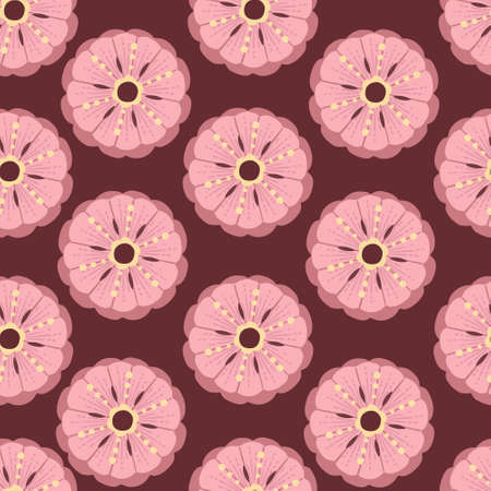 Seamless pattern abstract pink flowers head vector illustrationのイラスト素材